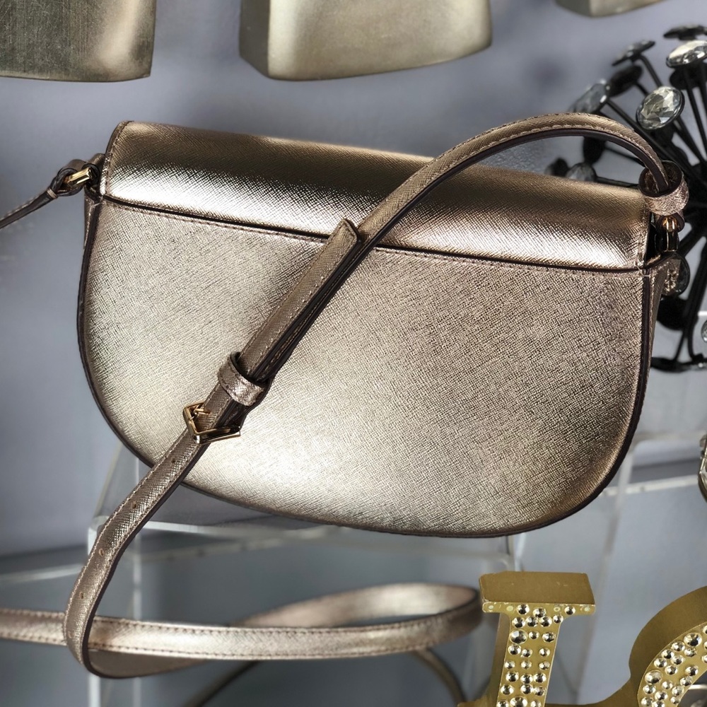 Kate Spade Reiley Metallic Blush Flap Crossbody - Picture 6 of 8